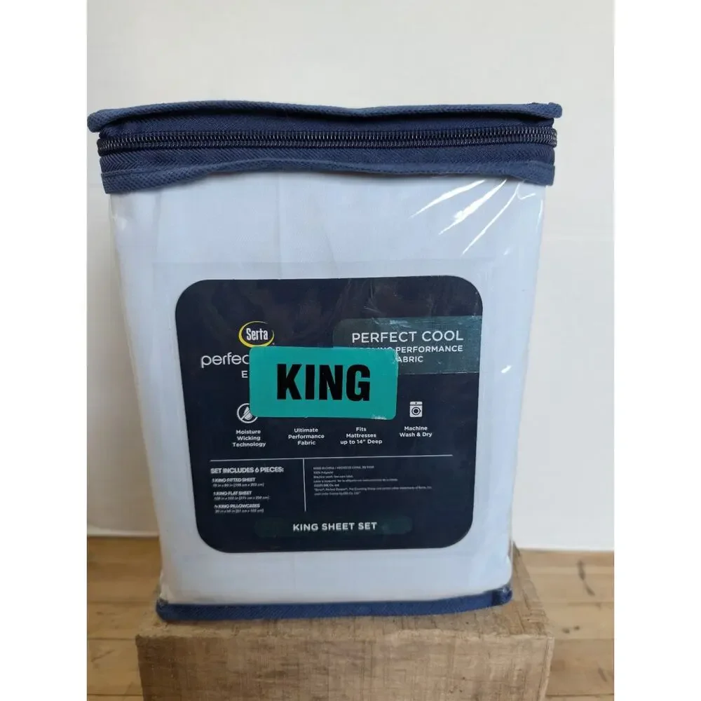 Serta Perfect Sleeper Elite 6 Piece Perfect Cool King Sheet Set Blue NEW